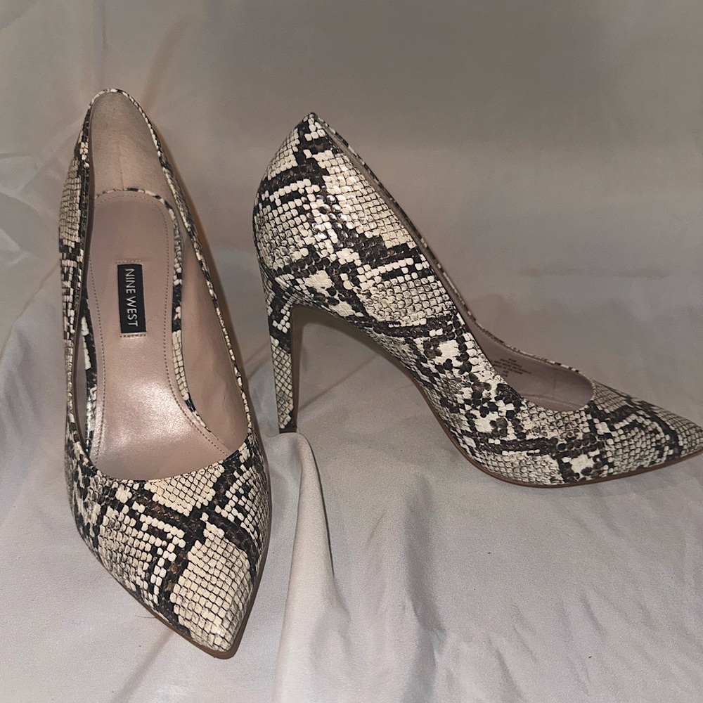 Nine West Ivory Snakeskin Heels